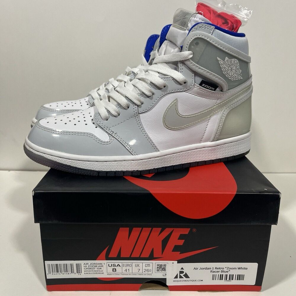Size 8M = 9.5 Women’s- Air Jordan 1 Zoom High Racer Blue